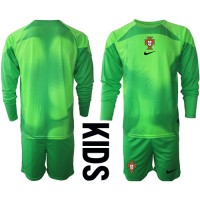 Portugal Keeper Fotballklær Hjemmedraktsett Barn VM 2022 Langermet (+ korte bukser)